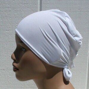 White Rayon Tie Back Bonnet